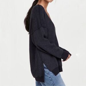 Free People Sweater Weather Oversized Navy Sweater Medium
